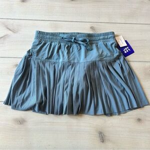 NWT JoyLab Pleated Active Drawstring Waist Skort in Mesh Dusty Blue